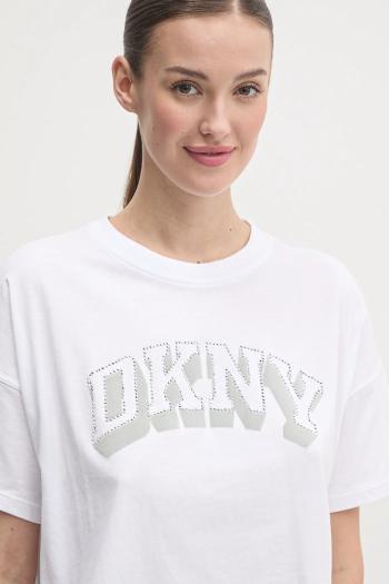 Bavlnené tričko Dkny dámske, biela farba, DP5T1119
