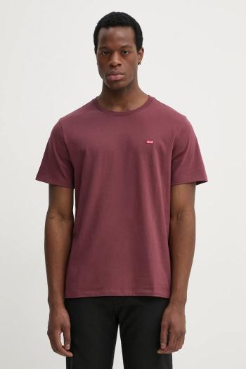 Bavlnené tričko Levi's SS ORIGINAL HM TEE pánske, bordová farba, jednofarebné, 56605