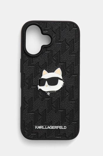 Puzdro na mobil Karl Lagerfeld iPhone 16 6.1 čierna farba, KLHCP16SPGKLCHPK