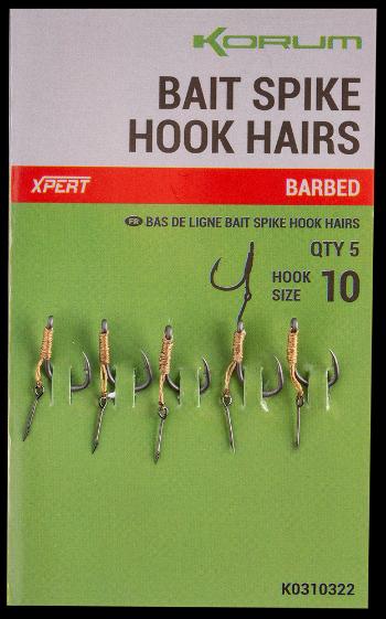 Korum nadväzec bait spike hook hairs barbed 5 ks - veľkosť háčika 12