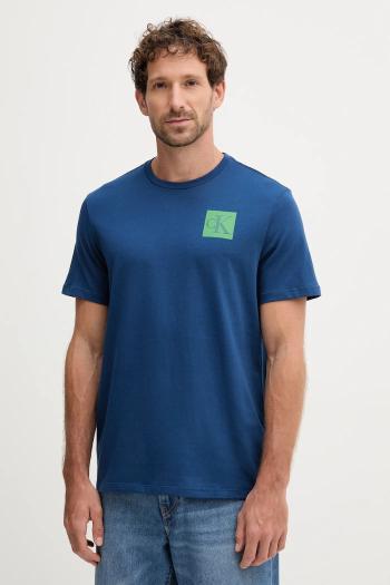 Bavlnené tričko Calvin Klein Jeans pánske, modrá farba, s potlačou, LV04RC859G