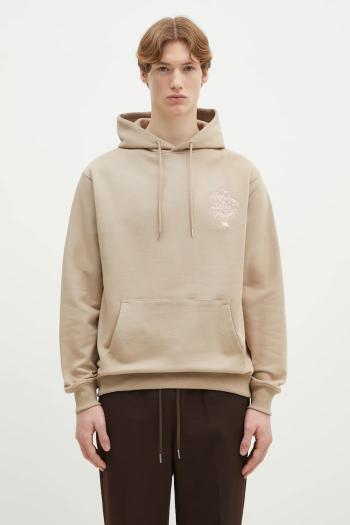 Bavlnená mikina Drôle de Monsieur Le Hoodie Slogan Vignes pánska, béžová farba, s kapucňou, s nášivkou, F-HO175-CO127-BG