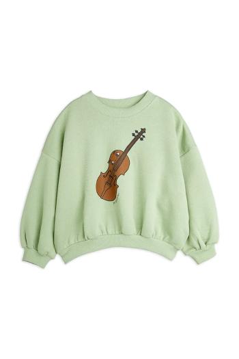 Detská bavlnená mikina Mini Rodini Violin zelená farba, s potlačou, 2522016775