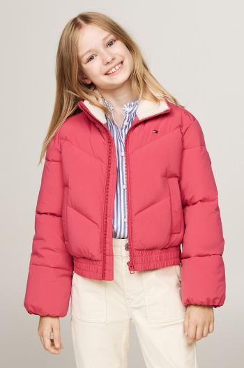 Detská bunda Tommy Hilfiger ružová farba, KG0KG08160