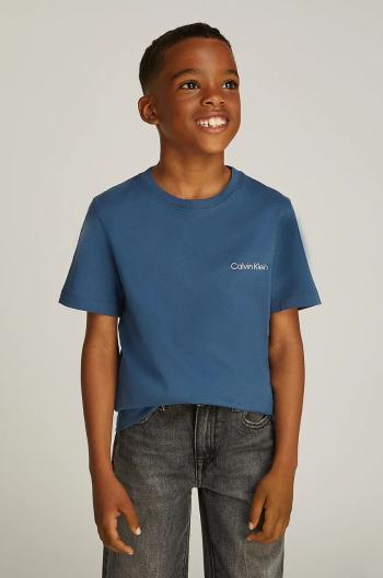 Detské bavlnené tričko Calvin Klein Jeans 2-pak tmavomodrá farba, s potlačou, IB0IB02363