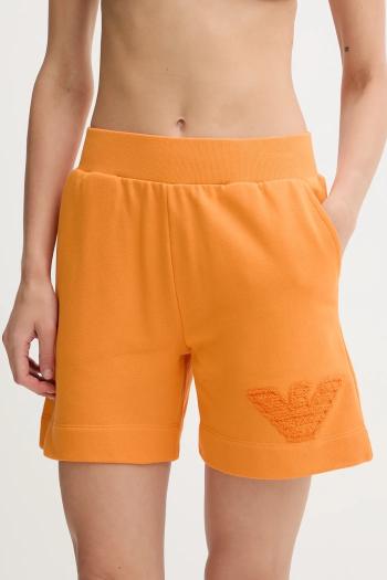 Bavlnené šortky Emporio Armani Underwear oranžová farba, s nášivkou, vysoký pás, EW000778 AF12186