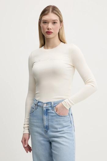 Tričko s dlhým rukávom Guess Originals béžová farba, W5RP40 KA0H1