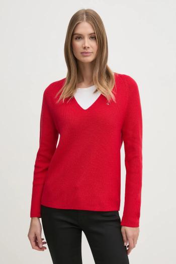 Bavlnený sveter Tommy Hilfiger červená farba, WW0WW44452