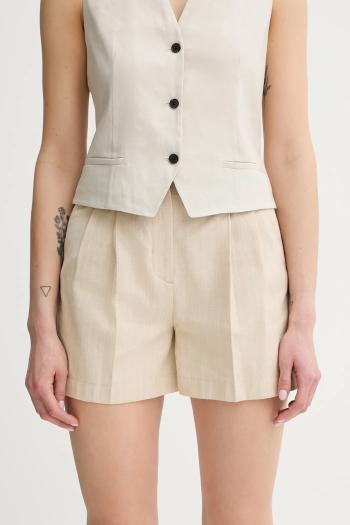 Šortky s prímesou ľanu PS Paul Smith béžová farba, vzorované, vysoký pás, W2R.317T.P31282