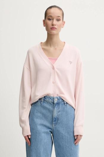 Kardigán s prímesou vlny Guess Jeans ružová farba, tenký, W4BR16 Z3HO2