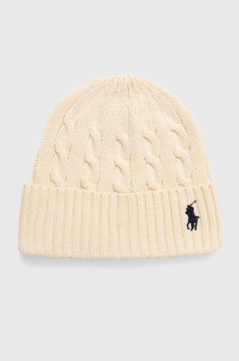 Bavlnená čiapka Polo Ralph Lauren béžová farba, bavlnená, 455954637