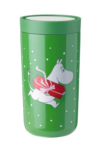 Termo hrnček Stelton To Go Click x Muminki 0,2 L zelená farba