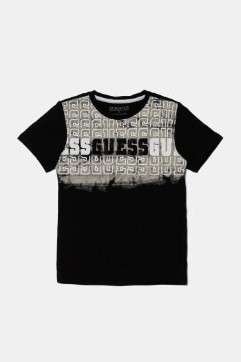 Detské bavlnené tričko Guess čierna farba, s potlačou, L5RI23 K8HM4