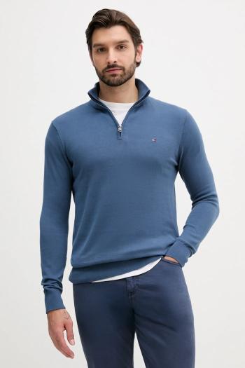 Bavlnený sveter Tommy Hilfiger čierna farba, ľahké, s polorolákom, MW0MW37331
