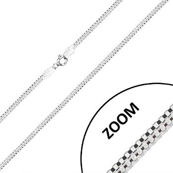 Strieborná 925 retiazka - dve prepojené hranaté retiazky, karabínka, 2,7 mm