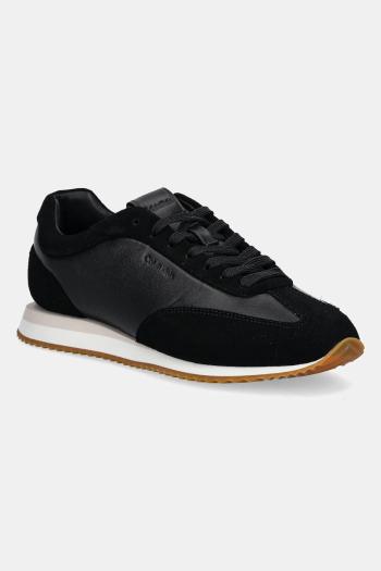 Kožené tenisky Calvin Klein RUNNER LACE UP - LTH SUE MIX čierna farba, HW0HW02286