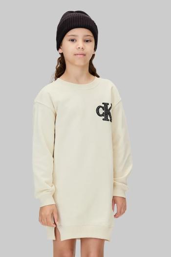 Dievčenské šaty Calvin Klein Jeans béžová farba, mini, oversize, IG0IG03009