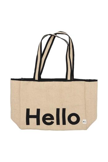 Bavlnená taška Design Letters Hello béžová farba