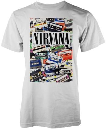 Nirvana Tričko Cassettes Unisex White 2XL