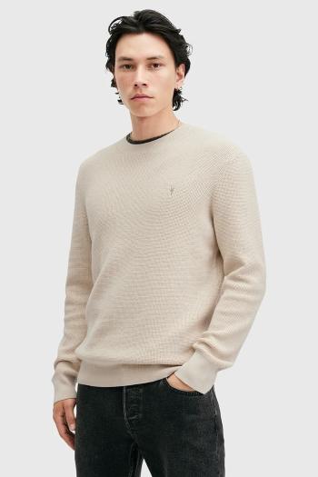 Sveter s prímesou vlny AllSaints ASPEN CREW pánsky, šedá farba, M089KB
