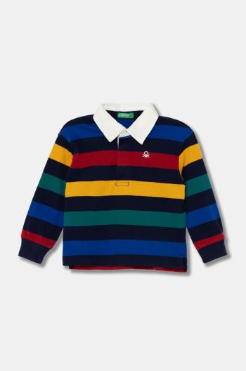 Detská bavlnená košeľa s dlhým rukávom United Colors of Benetton tmavomodrá farba, vzorovaný, 3TBXG300T