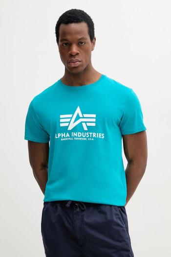 Bavlnené tričko Alpha Industries pánsky, hnedá farba, s potlačou