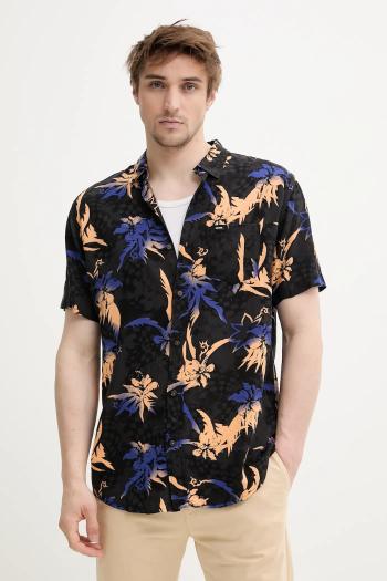 Košeľa Rip Curl pánska, čierna farba, regular, s klasickým golierom, 03QMSH