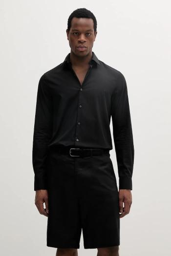 Košeľa Calvin Klein čierna farba, slim, s klasickým golierom, LV019EU000