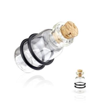 Plug do ucha - fľaša s korkovou zátkou, dve čierne gumičky - Hrúbka: 12 mm