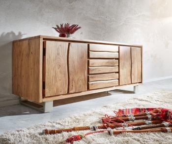 Komoda Live Edge 170 cm akácia prírodná 3 zásuvky 4 dvierka