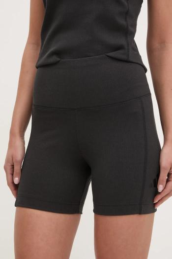 Šortky adidas ALL SZN RIB dámske, čierna farba, jednofarebné, vysoký pás, JJ1231