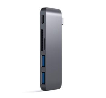 Satechi Aluminum USB-C Hub, 2x USB-A 3.0 és kártyaolvasó, szürke