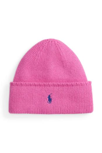 Vlnená čiapka Polo Ralph Lauren čierna farba, vlnená, 455954355