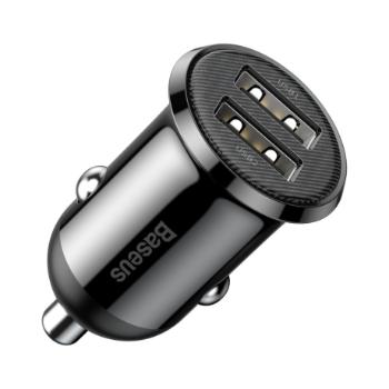 Baseus Grain Pro autonabíjačka 2x USB 4.8A, čierna (CCALLP-01)