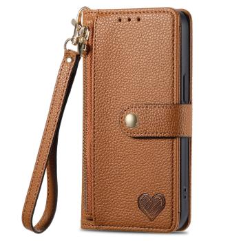HEART Peňaženkové puzdro pre Motorola Moto G75 5G hnedé