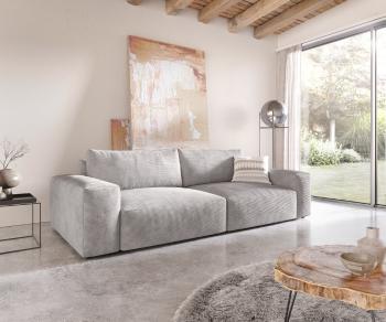 Veľká pohovka Lanzo XL 270x125 cm manšestrová strieborná sivá