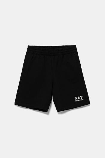 Detské bavlnené šortky EA7 Emporio Armani čierna farba, nastaviteľný pás 7B000026 AF10380