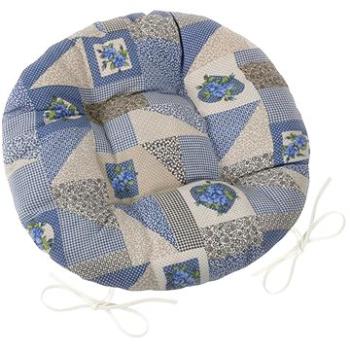 Bellatex EMA okrúhly prešívaný – priemer 40 cm – patchwork modrý (7435)