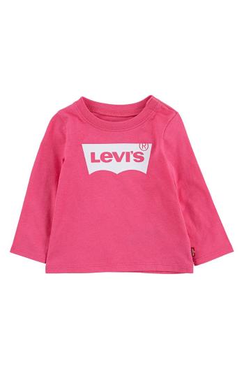 Detské tričko s dlhým rukávom Levi's ružová farba