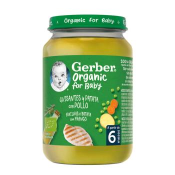 GERBER Organic hrášok so zemiakmi a kuracím mäsom 190 g,GERBER Organic detský príkrm hrášok so zemiakmi a kuracím mäsom 190 g​