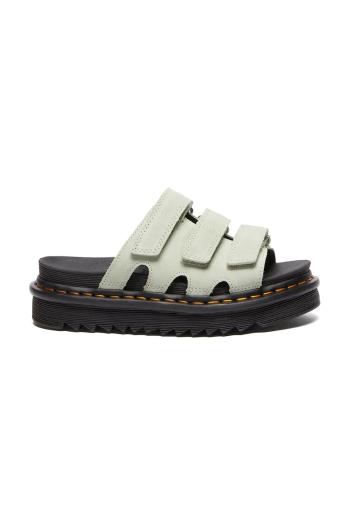 Semišové šľapky Dr. Martens Raine dámske, zelená farba, na platforme, DM40521300