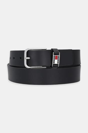 Kožený opasok Tommy Jeans čierna farba, AM0AM13414