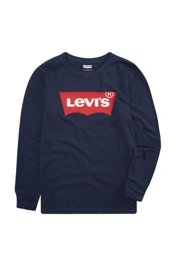 Detské tričko s dlhým rukávom Levi's tmavomodrá farba, s potlačou