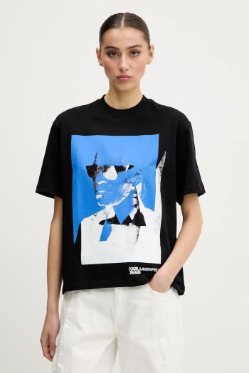 Bavlnené tričko Karl Lagerfeld Jeans dámske, čierna farba, A2W17030