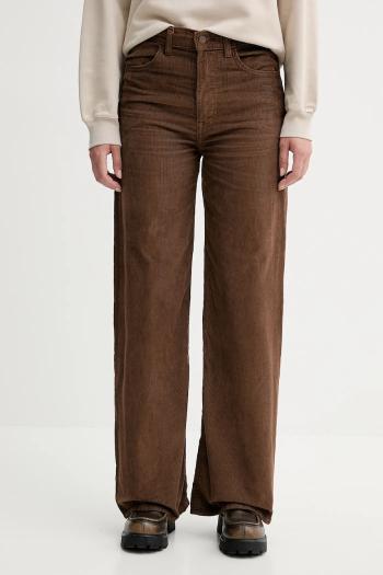 Menčestrové nohavice Levi's RIBCAGE WL BRAIDED hnedá farba, široké, vysoký pás, 001US