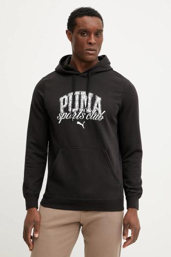 Mikina Puma pánska, čierna farba, s kapucňou, s potlačou, 684649