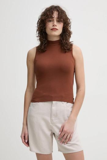 Top Levi's EFFORTLESS TANK hnedá farba, s polorolákom, 001J9