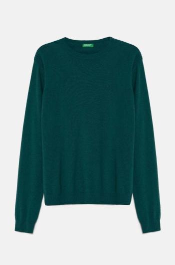 Detský sveter s prímesou vlny United Colors of Benetton zelená farba, tenký, 1032C106W
