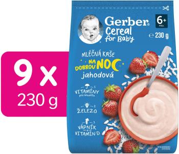 GERBER Cereal mléčná kaše jahodová Dobrou noc 9 x 230 g