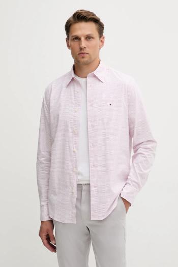 Bavlnená košeľa Tommy Hilfiger ružová farba, regular, s klasickým golierom, MW0MW39438